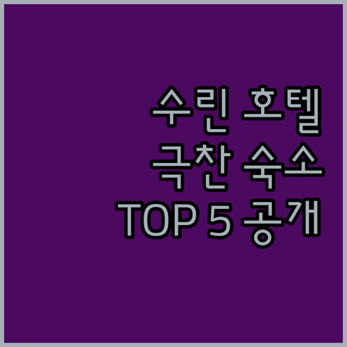 수린 호텔 완벽 분석! 여행객이 극찬하는 숙소 TOP 5 전격 공개