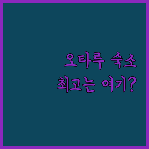 오타루 호텔 예약 전 필독! 여행객이 뽑은 최고의 숙소는?