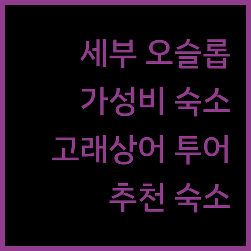 세부 오슬롭 가성비 숙소 추천 고래상어 투어에 딱
