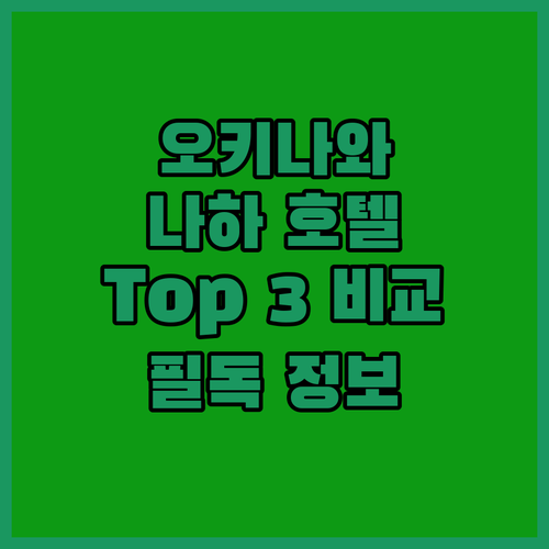 오키나와 여행객 필독! 나하 추천 호텔 Top 3 전격 비교 분석