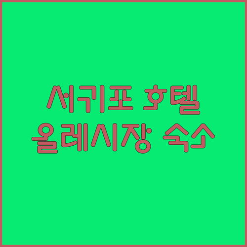 서귀포 호텔 어디가 좋을까? 올레시장 근처 가성비 숙소 추천