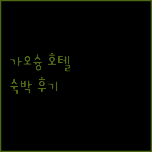 솔직 후기 가오슝 인기 호텔 숙박 규정부터 리뷰까지