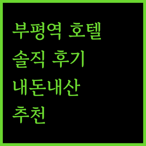 부평역 근처 호텔 어디가 좋을까? 내돈내산 숙박 후기 대방출