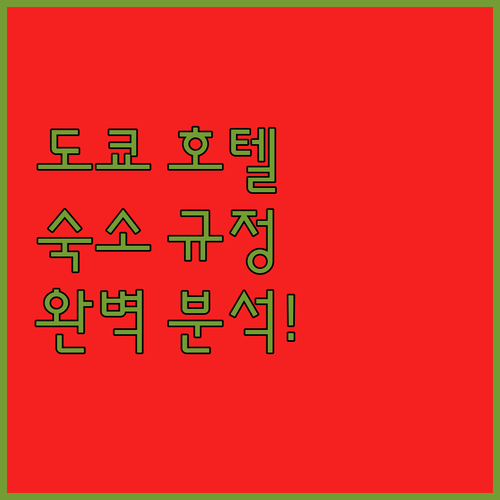 도쿄 호텔, 이것만은 알고 가자! 후회 없는 선택을 위한 숙소 규정 완벽 분석