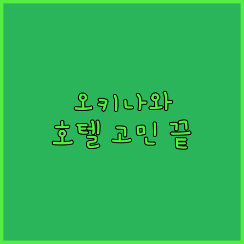 오키나와 호텔 고민 끝! 나에게 맞는 완벽한 숙소 찾는 방법