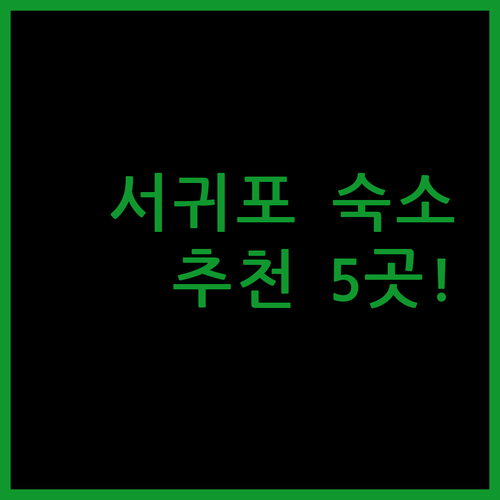 제주 서귀포 숙소 추천 5곳 객실 정보부터 솔직 리뷰까지!