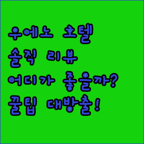 우에노 호텔, 어디로 가야 후회 없을까? 솔직 리뷰 & 꿀팁 대방출!