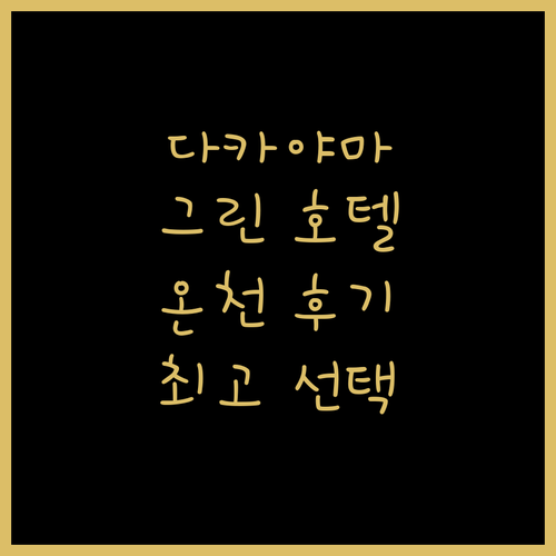 다카야마 그린 호텔 온천 경험 최고의 선택이었어요